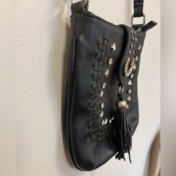 Black Studded Shoulder Bag - Picture 7 of 12